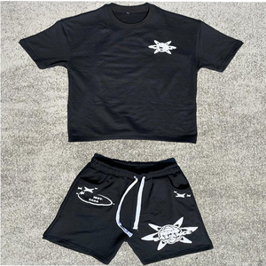 Ensemble chemise et short décontractés en coton à séchage rapide pour homme, personnalisez votre logo, service OEM - Product Image 1