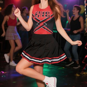 Costume de pom-pom girl pour femmes, tenue de cheerleading, uniforme scolaire, déguisement pour fête d'Halloween pour adultes, design personnalisé - Product Image 4