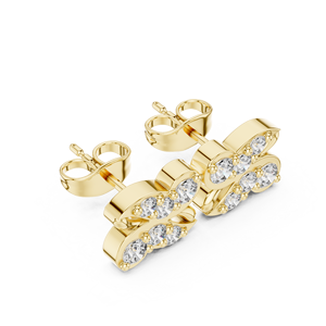 ต่างหูเพชรทรงกลมเพาะเลี้ยงในห้องปฏิบัติการ ทอง 14K 18K ประดับเพชรหกเม็ดรูปผีเสื้อ 0.55 กะรัต DEF VVS ของขวัญวันเกิด เครื่องประดับชั้นดี ODM - Product Image 4