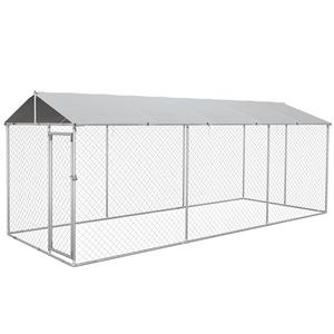 Grande Gabbia per Cani in Rete Metallica per Tutte le Razze, 20FT X 8FT, Tetto Argentato Impermeabile e Resistente ai Raggi UV - Product Image 1