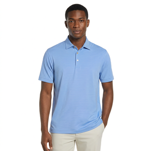 Polo de Punto Azul Claro para Hombre, Manga Corta, Casual, Transpirable, Poliéster, Corte Regular - Product Image 4