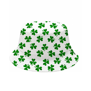 Sombrero de Pescador con Estampado de Trébol Blanco, Mezcla de Algodón Premium, Transpirable y Ligero, para el Festival de San Patricio - Product Image 1