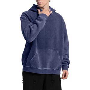 Sweat à capuche en molleton épais de coton pour homme, coupe oversize, avec poche, personnalisable, de luxe, vente en gros - Product Image 3