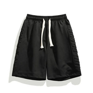 Shorts d'été décontractés pour hommes, logo 3D personnalisé en relief, respirant, 100% coton, tissu en molleton français - Product Image 5