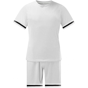 Ensemble T-shirt et short en coton tricoté à manches courtes et col rond blanc pour homme, décontracté, respirant, pour l'été - Product Image 1