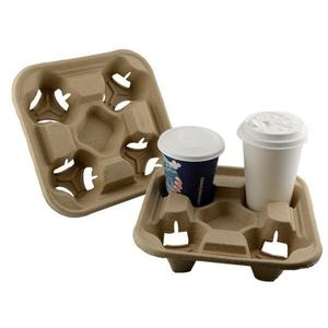 Plateau de transport jetable haute stabilité pour 4 boissons, en pulpe moulée, support pour 4 tasses de café, idéal pour la livraison - Product Image 4