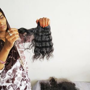 Extensions de Cheveux Humains Remy Ondulés Non Traités, Un Donateur 100% Naturel, Fabrication Indienne, Vague Lâche, Vente en Gros, Couleur Noire - Product Image 4