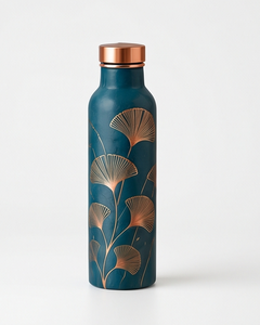 Premium Ayurvedic Enamel Painted Copper <b>Water</b> <b>Bottle</b> Artistic Gingko Foliage Design Leakproof <b>Metal</b> Sports <b>Bottle</b> Manufacturer - Product Image 4