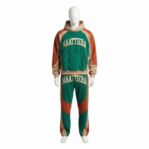 Ensemble de survêtement pour homme, couleur verte et orange, sweat-shirt et pantalon de jogging, streetwear personnalisé, vêtements de sport, tenue assortie - Product Image 3