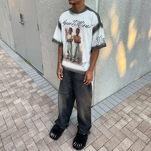 เสื้อยืดคอกลมวินเทจทรงบ็อกซี่แบบครอปพิมพ์ลายกราฟิกสำหรับผู้ชาย ผลิตตามสั่ง ผ้าฝ้าย 100% พิมพ์ลายด้วยเทคนิค DTG - Product Image 4