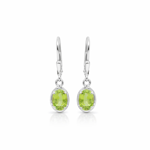 Pendientes Colgantes de Plata de Ley 925 con Peridoto Ovalado, Bañados en Oro, Diseño de Gema, Cierre Seguro - Product Image 4