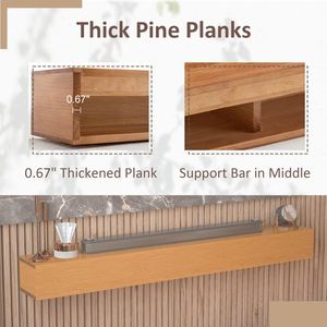 Solid Pine 60\" Fireplace Mantel Wall Mounted Floating Shelf Natural - Product Image 3