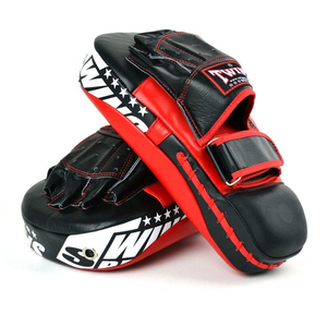 Twin Black Red White Customized Muay Thai Boxing <b>Focus</b> <b>Pads</b> Curved Training Gear Sparring Kickboxing Punching Mitts - Product Image 4