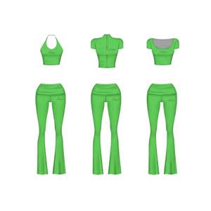 2026 Women 2 Piece Pink Outfit Set Casual <b>High</b> Waist Flare Pants with Halter Crew Neck Zip up Crop Top Lounge Wear - Product Image 5