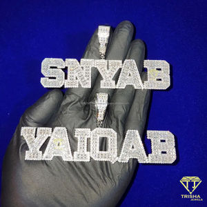 สร้อยคอจี้รูปตัวอักษรบาแกตต์ประดับเพชรที่ปลูกในแล็บตามสั่งจี้ชื่อเริ่มต้นเครื่องประดับฮิปฮอปสำหรับผู้ชายและผู้หญิง - Product Image 4