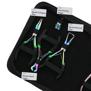 Rainbow Hair Extension Tools Set Hair Extension Pliers Pulling Hook 2 Loop Tools TapeIn Plier Keratin <b>Cutter</b> Parting Finger Comb - Product Image 3