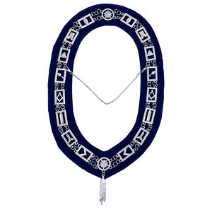 Collar de Cadena de Tela de Terciopelo de Alta Calidad con Impresión Personalizada, Joya de Junior Warden para Maestros Masones, Regalo de Artesanía Metálica para la Logia Azul - Product Image 1