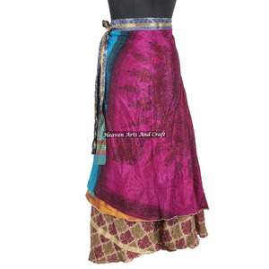 New Magic Wrap Silk <b>Skirt</b> Vintage Style for Girls/Women Rajasthani Silk Wrap Indian Printed Long Sarong Around <b>Boho</b> All Season - Product Image 5