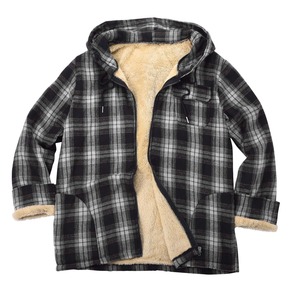 Chemise-veste en flanelle de coton biologique à carreaux doublée de sherpa chaud pour homme (entièrement doublée de sherpa) - Product Image 2