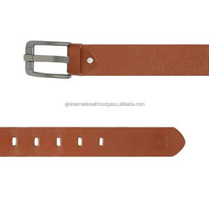 Ceinture décontractée en cuir pleine fleur marron pour homme avec boucle ardillon en laiton élégante – Style affaires et décontracté - Product Image 1