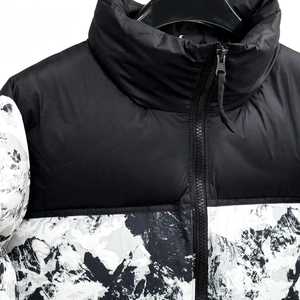 Whiteaura International Puffer Jacket <b>Abstract</b> Print Full Zip Warm Waterproof Breathable <b>Canvas</b> Winter Outerwear Regular Fit - Product Image 2