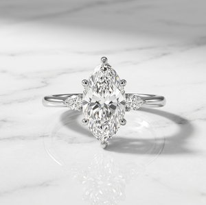 Anillo de Diamante Moissanite, Color D, CVD, 1CT, 2CT, 3CT, Corte Marquesa, Anillo de Compromiso y Boda, Oro Blanco Sólido de 14K, Joyería para Mujer - Product Image 4