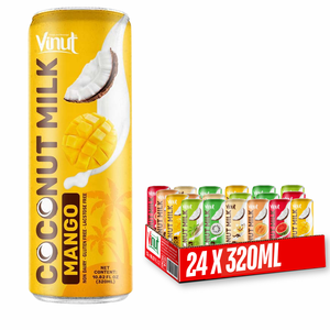 Lait de noix de coco mangue 320 ml 10.8 floz boisson aromatisée 24 canettes par carton peut OEM ODM marque privée échantillon gratuit certifié ISO - Product Image 1