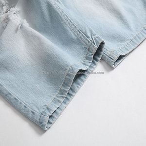 Short Cargo décontracté personnalisé pour hommes 100% coton vieilli Denim doublé Jean pantalon avec trous de haute qualité - Product Image 3