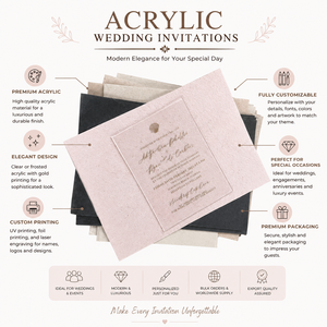 Invitaciones de Boda Acrílicas con Diseños Elegantes, Impresión Personalizada, Acabado de Lujo y Suministro a Granel para Exportación Mundial - Product Image 6