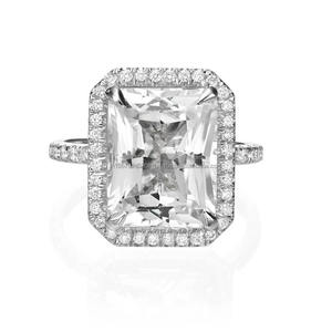 IGI/ Lab Grown Emerald Cut Vintage 14k jaune mariage/bague de fiançailles unisexe or blanc fin VVS1 clarté Halo réglage - Product Image 2