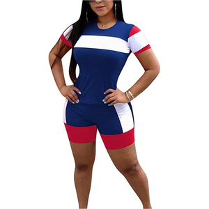 Mono corto de manga corta con bloques de color para mujer, estilo casual y ajustado, ideal para fitness de verano, venta al por mayor. - Product Image 4