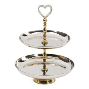 Elegante Soporte de Pastel de 2 Niveles en Metal Dorado, Bandeja Redonda Moderna para Servir Postres y Pasteles, para Bodas, Fiestas, Decoración del Hogar - Product Image 1