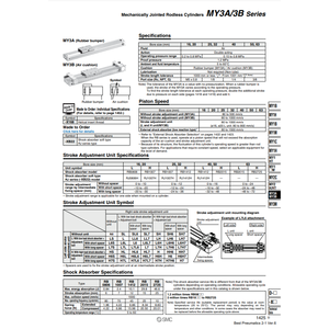 MY3B32-200H de cylindre sans tige pneumatique SMC à jointure mécanique - Product Image 1