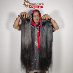 วิก100% ผมชาวอินเดียยาวแบบตรงยาวมีหนังกำพร้าวิกคู่ - Product Image 4