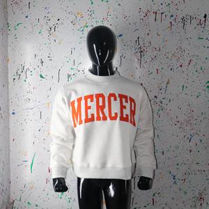 MERCER ASH GREY <b>Mock</b> <b>Neck</b> Sweatshirt 100% ORANGE Applique Embroidery wide <b>neck</b> Sweatshirt Finer Threads - Product Image 6