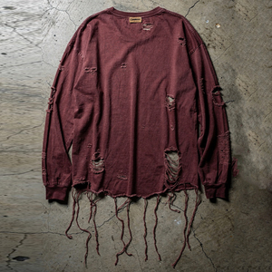 เสื้อยืดโอเวอร์ไซส์แขนยาวผ้าทอสำหรับผู้ชาย สไตล์ดิสเทรส ผลิตจากโพลีเอสเตอร์/คอตตอน แห้งเร็ว เป็นมิตรกับสิ่งแวดล้อม เหมาะสำหรับใส่ในฤดูร้อน สตรีทแวร์ - Product Image 2