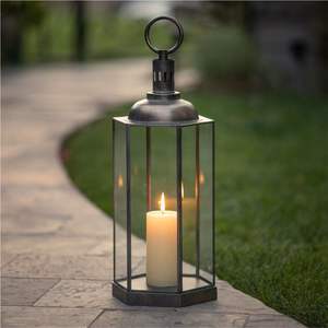 Modern <b>Silver</b> Gold Metal Candle <b>Lantern</b> Decorative Glass Pillar Candle Holder Wedding Centerpiece Hanging <b>Lantern</b> for Garden - Product Image 2