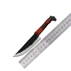 Cuchillo de caza con cabeza de cuervo Vikingo, hoja fija de acero al carbono Medieval, cuchillo vikingo tradicional con Funda de cuero - Product Image 6