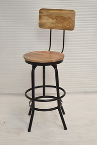 Chaise de bar pivotante réglable en métal et bois de style industriel vintage de qualité supérieure et durable pour hôtel, maison, bar, villa, salon - Product Image 4