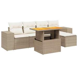 Conjunto de Sofá de Jardín de Ratán Beige con Almacenamiento, Muebles de Exterior para 4 Personas, Diseño Contemporáneo - Product Image 2