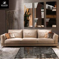 Ensemble de meubles modernes pour le salon, canapé d'angle extra-large en cuir véritable haut de gamme en forme de L, fabriqué sur mesure