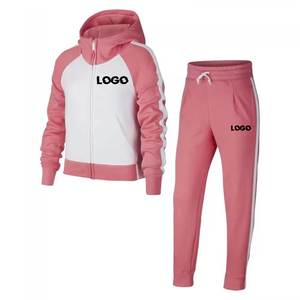 Ensemble de survêtement noir pour femme, sweat-shirt à capuche avec fermeture éclair et pantalon avec logo blanc imprimé, couleur unie, style sportif, longueur intégrale - Product Image 3