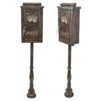 Boîte aux lettres de style campagnard avec support sur colonne, accessoires de maison pour l'extérieur, décoration de jardin et de pelouse, boîte aux lettres antique, prix d'usine