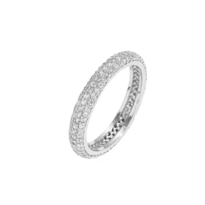 Gold Plated 925 Sterling <b>Silver</b> Lab Created Moissanite Classic Style Unisex Eternity Band <b>Ring</b> Micro Insert <b>Set</b> Brilliant Cut - Product Image 2