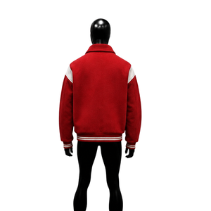 Blouson universitaire rouge et crème de qualité supérieure pour hommes – Fermeture éclair frontale, style décontracté streetwear, vêtement d'extérieur, vente en gros, meilleure qualité, molleton doux et confortable - Product Image 2
