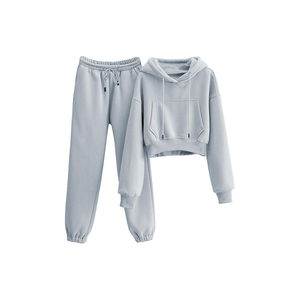 Ensemble de survêtement décontracté 2 pièces pour femme, qualité supérieure, avec haut court zippé à manches longues et legging taille haute assorti, idéal pour l'automne et le fitness - Product Image 3