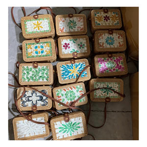 ARTISAN MADE RATTAN CROSSBODY <b>BAG</b> WITH SEASHELL ACCENTS - Product Image 1