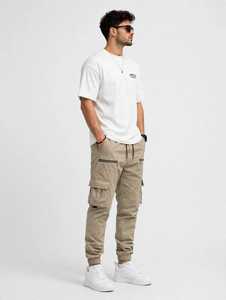 ONETEN APPAREL <b>Men</b> <b>White</b> <b>Short</b> <b>Sleeve</b> T <b>Shirt</b> Casual Regular Fit O Neck Letter Logo Tee - Product Image 2