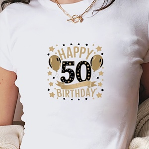 50 cumpleaños celebración mujer moda Camiseta corta - Product Image 4