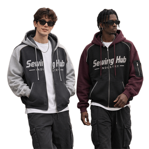 Dual Color <b>Oversized</b> Fit 450 GSM Cotton <b>Fleece</b> Zippered <b>Hoodie</b> With Custom Printed Logo Heavyweight Breathable <b>Hoodie</b> For <b>Men</b> - Product Image 1